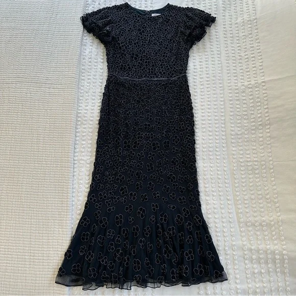Mac Duggal | Dresses | Mac Duggal Anthropologie Bhldn Maya Beaded Floral Embellished  Midi Dress 6 | Poshmark